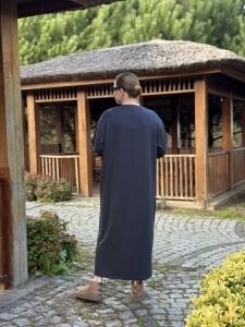 Bisiklet yaka düğme oysho elbise antrasit