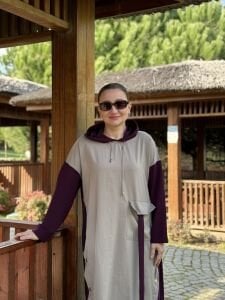 Vera tasarım elbise mor-taş