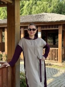 Vera tasarım elbise mor-taş