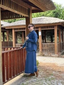 Koyu mavi etekli kot takım 2794