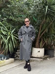 Antrasit Oversize kuşaklı kaşe Kaban