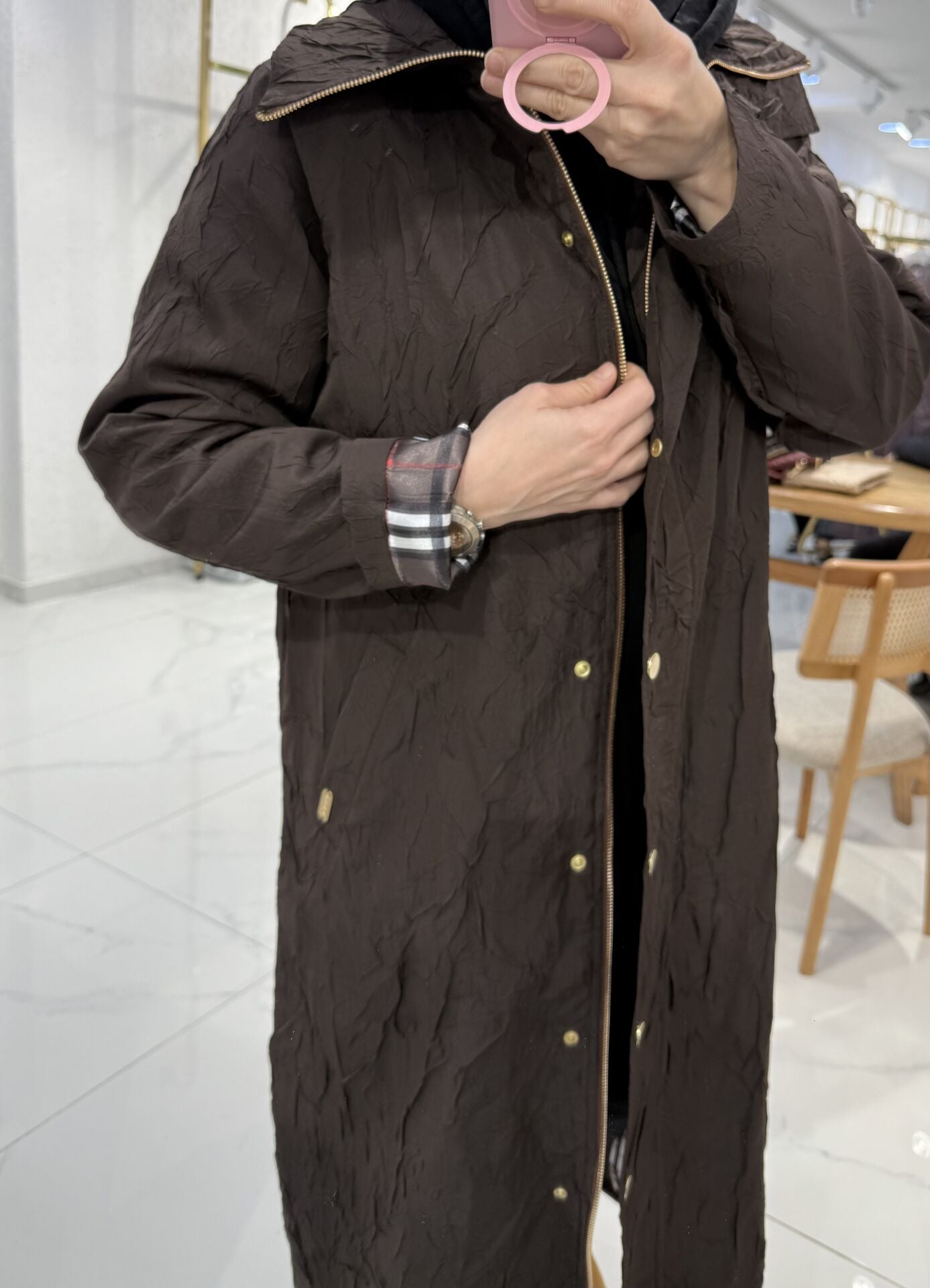 A.Akay Tam boy Tasarım kap-trenç Acı kahve