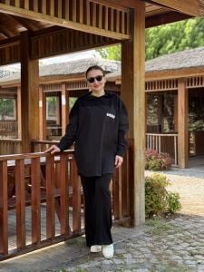 Paraşüt gömlek Cep detaylı TAKIM SİYAH