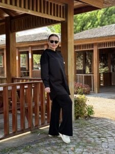 Paraşüt gömlek Cep detaylı TAKIM SİYAH