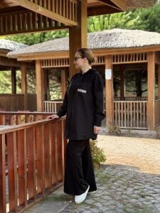 Paraşüt gömlek Cep detaylı TAKIM SİYAH