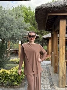 Asimetrik sandy takım 4214 sütlükahve
