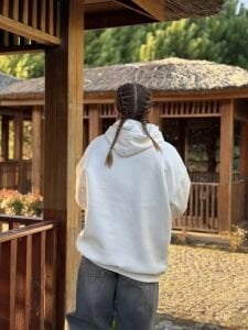 Kapüşonlu kurdela sweat beyaz