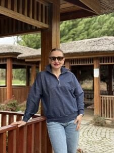 Orjinal marka Z.r. Fermuarlı sweat mavi