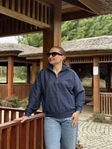 Orjinal marka Z.r. Fermuarlı sweat mavi