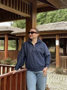 Orjinal marka Z.r. Fermuarlı sweat mavi