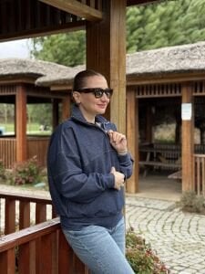 Orjinal marka Z.r. Fermuarlı sweat mavi