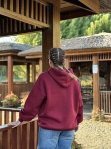 Kapüşonlu kurdela sweat bordo