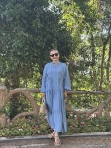 Viskon düz katleya elbise bebe mavi