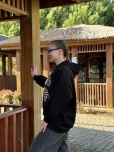 Kapüşonlu kurdela sweat Siyah