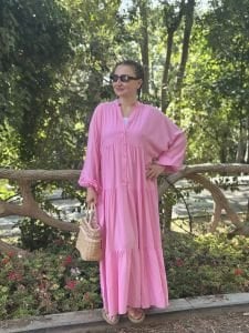 Viskon düz katleya elbise şeker pembe