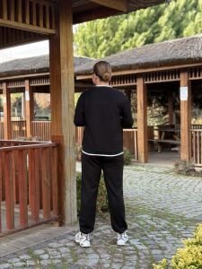 Siyah V yaka Leoparlı Modal takım