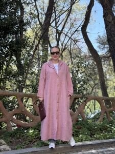 Eleni nakışlı kap-trenç Pudra